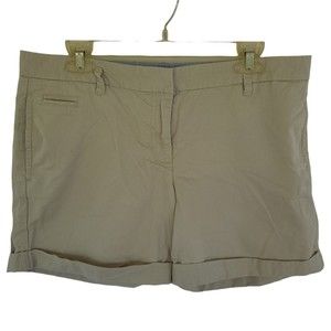 Tommy Hilfiger Womans Khaki Shorts size 12  Chino Solid Flat Front Mid Rise